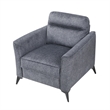 Teli Sofa Chair- Textured Dark Gray Microfiber- Black Metal Legs