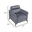 Teli Sofa Chair- Textured Dark Gray Microfiber- Black Metal Legs