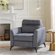 Teli Sofa Chair- Textured Dark Gray Microfiber- Black Metal Legs