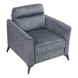 Teli Sofa Chair- Textured Dark Gray Microfiber- Black Metal Legs