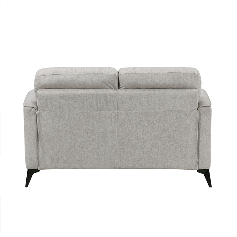 Teli Loveseat- Light Tan Brown Microfiber- Black Metal Legs- 57 Inch