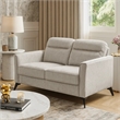 Teli Loveseat- Light Tan Brown Microfiber- Black Metal Legs- 57 Inch