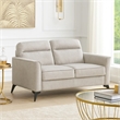Teli Loveseat- Light Tan Brown Microfiber- Black Metal Legs- 57 Inch