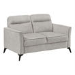 Teli Loveseat- Light Tan Brown Microfiber- Black Metal Legs- 57 Inch