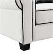 Viani Sofa- Roll Arms- Flange Trim- 5 Pillows- White Chenille 87 Inch