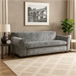 Sero Sofa- Padded Bench Style Seat- Modern Dark Gray Velvet 89 Inch