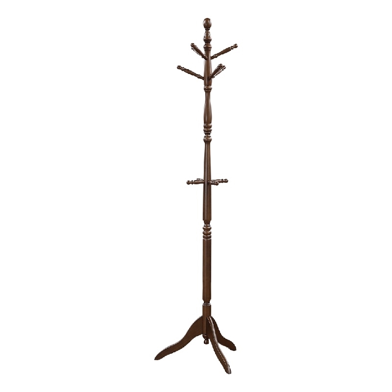 Moy 3 Tier Coat Rack with 10 Hooks- 72 Inch Dark Brown Solid Wood