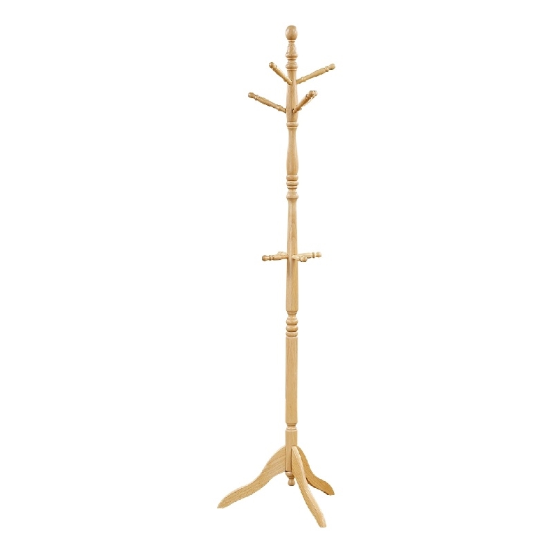 Moy 3 Tier Coat Rack with 10 Hooks- 72 Inch Natural Brown Solid Wood