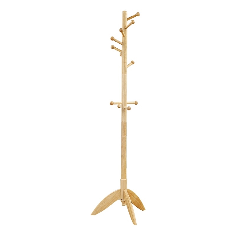 Pon 7 Tier Coat Rack w 11 Hooks and Tripod Base- 70 Inch Natural Brown