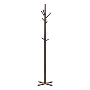 Jema 3 Tier Coat Rack- 9 Hanging Hooks- 70 Inch Dark Brown Solid Wood
