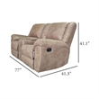 Jem Loveseat with Console- Light Brown Faux Leather- 77 Inch
