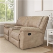 Jem Loveseat with Console- Light Brown Faux Leather- 77 Inch