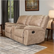 Jem Loveseat with Console- Light Brown Faux Leather- 77 Inch