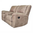 Jem Loveseat with Console- Light Brown Faux Leather- 77 Inch