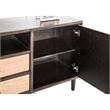 Lucas TV Stand Cabinet- Light Brown- Black Solid Wood- 72 Inch