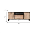 Lucas TV Stand Cabinet- Light Brown- Black Solid Wood- 72 Inch