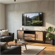 Lucas TV Stand Cabinet- Light Brown- Black Solid Wood- 72 Inch