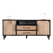 Lucas TV Stand Cabinet- Light Brown- Black Solid Wood- 72 Inch