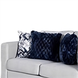 Harie Loveseat- 4 Blue Throw Pillows- Light Gray Chenille- 67 Inch