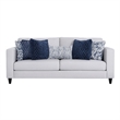 Harie Sofa- 5 Throw Pillows- Light Gray Chenille- Black Wood- 87 Inch