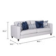 Harie Sofa- 5 Throw Pillows- Light Gray Chenille- Black Wood- 87 Inch