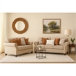Bonie Loveseat- 4 Accent Pillows- Taupe Polyester- Rolled Arms 67 Inch
