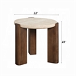 Hery Side End Table- 22 Inch Round Travertine Top- Dark Oak Brown Legs