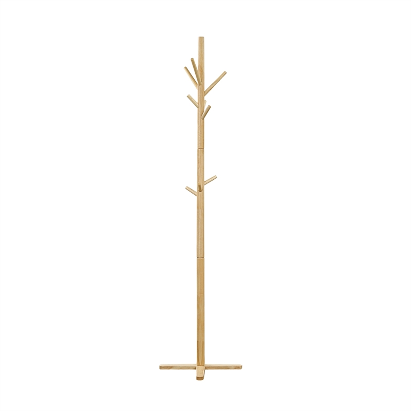 Jema 3 Tier Coat Rack- 9 Hanging Hooks- 70 Inch Natural Brown Solid Wood