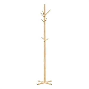 Jema 3 Tier Coat Rack- 9 Hanging Hooks- 70 Inch Natural Brown Solid Wood