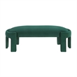 Fery Modern Bench with Curved Edges- Green Velvet Upholstery- 54 Inch