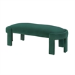 Fery Modern Bench with Curved Edges- Green Velvet Upholstery- 54 Inch