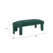 Fery Modern Bench with Curved Edges- Green Velvet Upholstery- 54 Inch