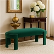 Fery Modern Bench with Curved Edges- Green Velvet Upholstery- 54 Inch