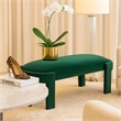 Fery Modern Bench with Curved Edges- Green Velvet Upholstery- 54 Inch