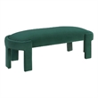 Fery Modern Bench with Curved Edges- Green Velvet Upholstery- 54 Inch