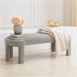 Fery Modern Bench with Curved Edges- Taupe Velvet Upholstery- 54 Inch