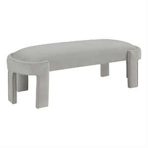 Fery Modern Bench with Curved Edges- Taupe Velvet Upholstery- 54 Inch