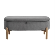 Fian Storage Bench w Lift Top- Natural Brown Legs- Gray Corduroy 42 Inch
