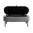 Fian Storage Bench w Lift Top- Natural Brown Legs- Gray Corduroy 42 Inch