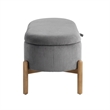 Fian Storage Bench w Lift Top- Natural Brown Legs- Gray Corduroy 42 Inch