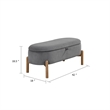 Fian Storage Bench w Lift Top- Natural Brown Legs- Gray Corduroy 42 Inch