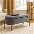 Fian Storage Bench w Lift Top- Natural Brown Legs- Gray Corduroy 42 Inch