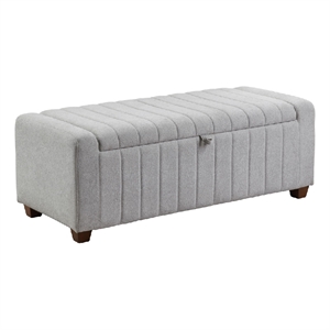 Doa Storage Bench- Channel Tufted- Gray Boucle Upholstery 50 Inch