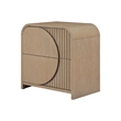 Tanya Nightstand with 2 Drawers- Reeded Panels- Natural Brown Wood