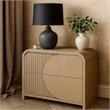 Tanya Nightstand with 2 Drawers- Reeded Panels- Natural Brown Wood