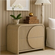 Tanya Nightstand with 2 Drawers- Reeded Panels- Natural Brown Wood