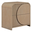 Tanya Nightstand with 2 Drawers- Reeded Panels- Natural Brown Wood