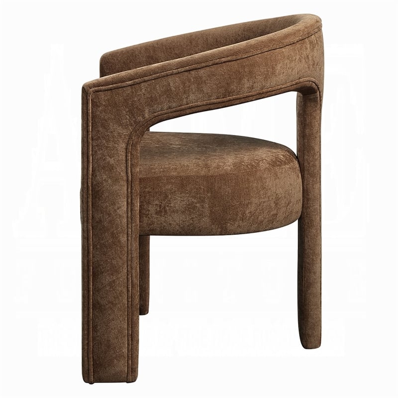 Hery Armchair Set of 2- Curved Padded Backrest and Seat- Brown Linen