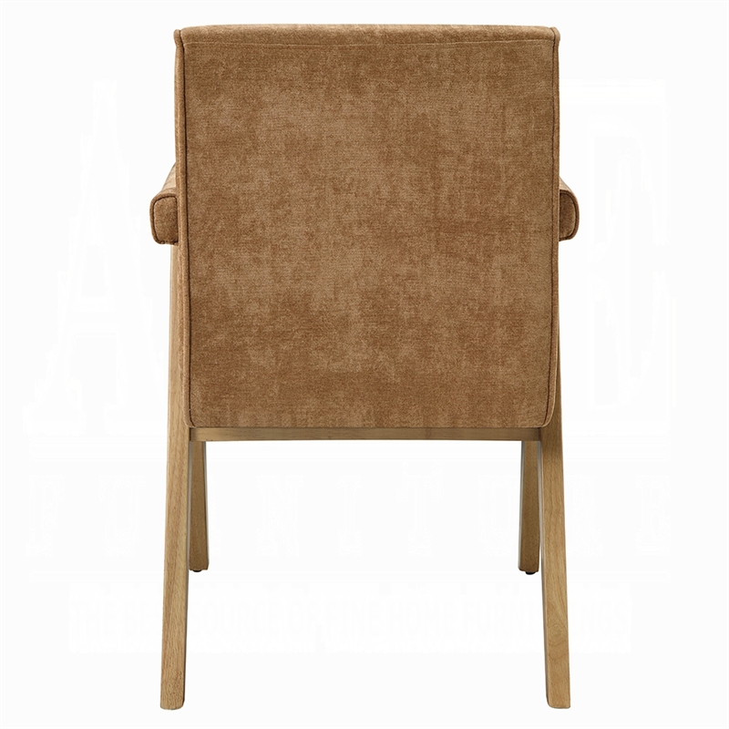 Sery Armchair Set of 2- Chocolate Brown Chenille Seat- Wood Legs