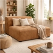 Sery Modular Armless Chair- Chocolate Brown Suede Tight Seat and Low Back